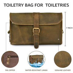 LEATHER VILLAGE Dopp Kit YKK zippers closeup demonstrates secure, easy access.