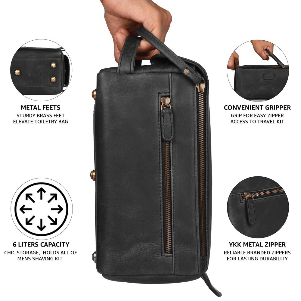 LEATHER VILLAGE exterior pocket and interior pockets provide quick access
