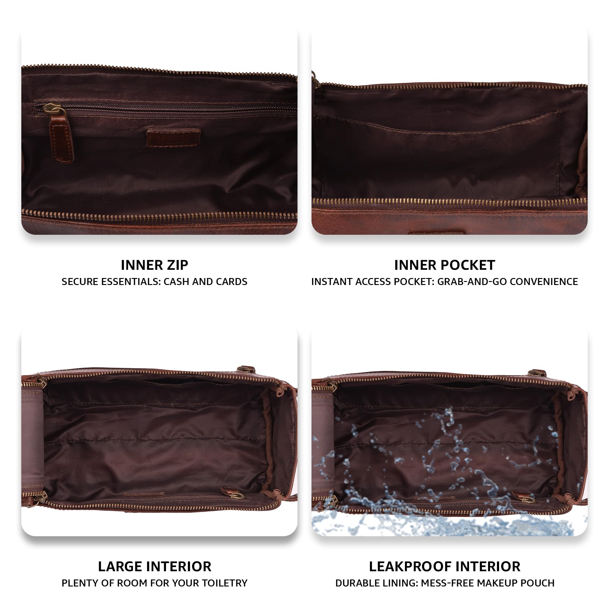 Leather Village gift-ready toiletry bag suitable for men and women.