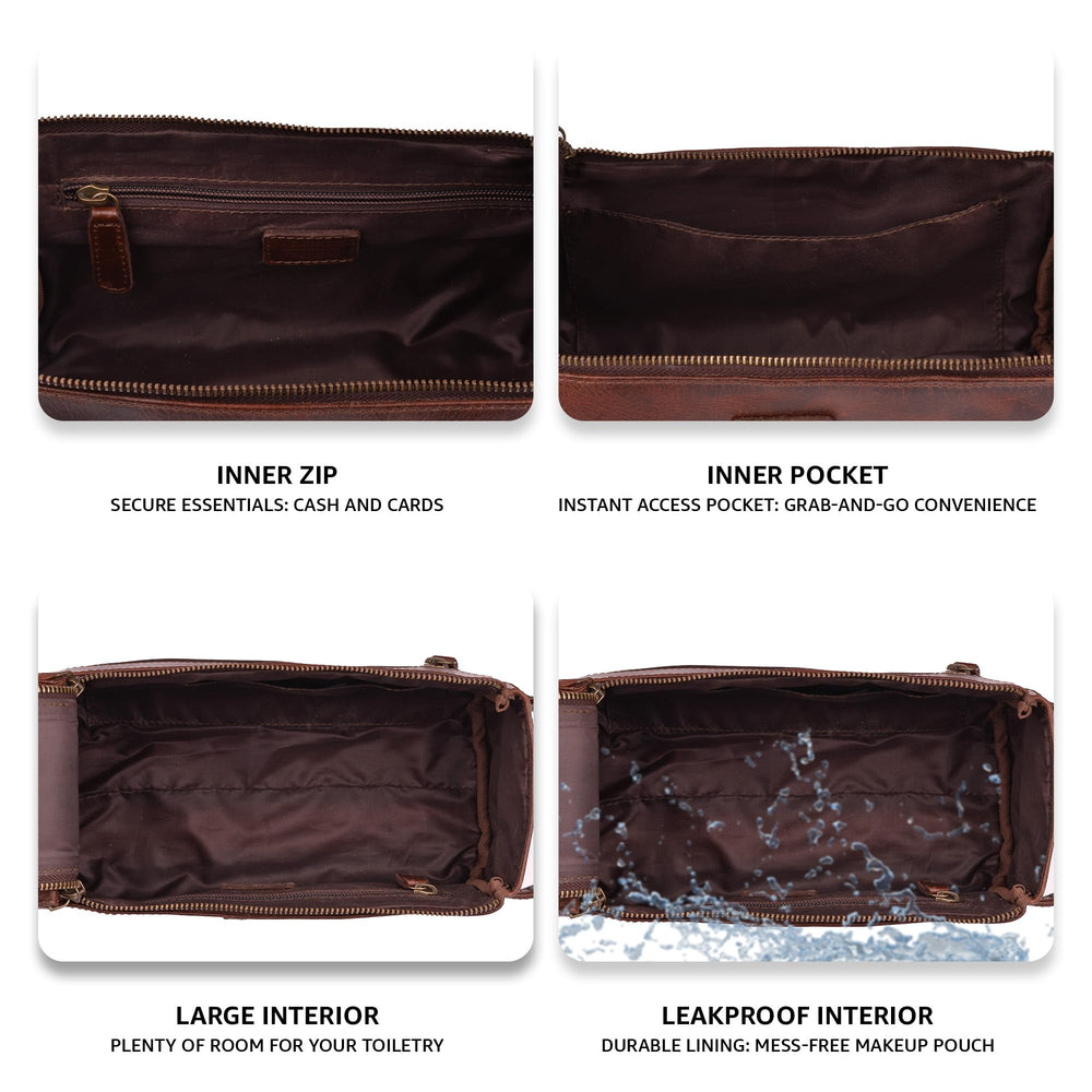 Leather Village gift-ready toiletry bag suitable for men and women.