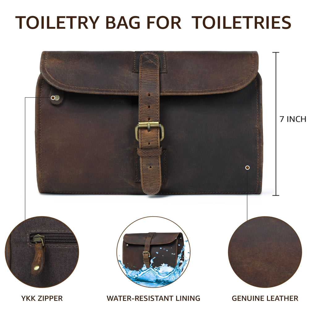 Leather Village water-resistant lining protects contents during travel