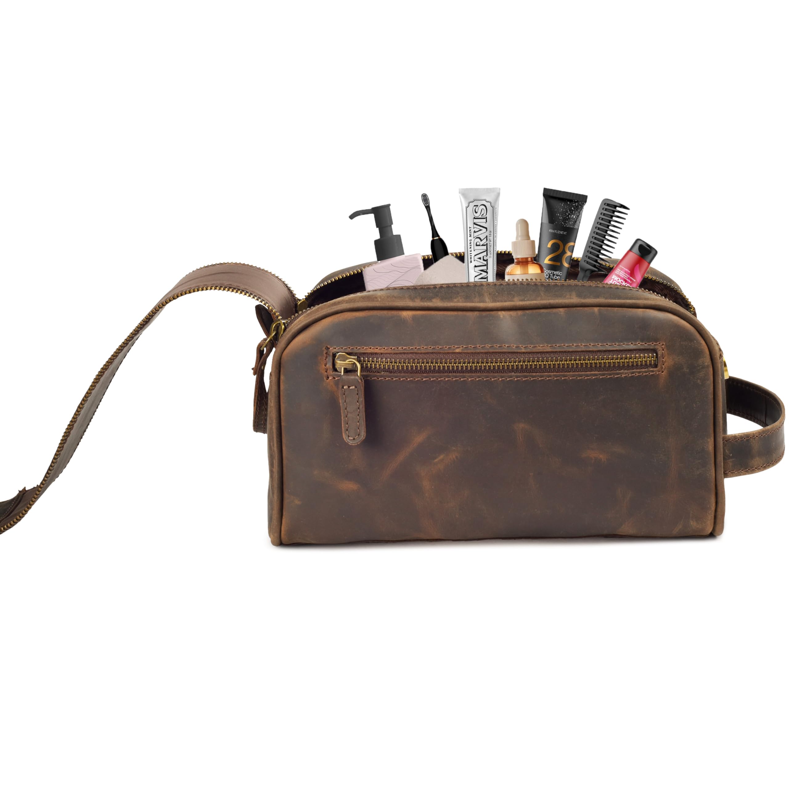 Leather Village travel companion ideal for shaving kits and bathroom organizers.