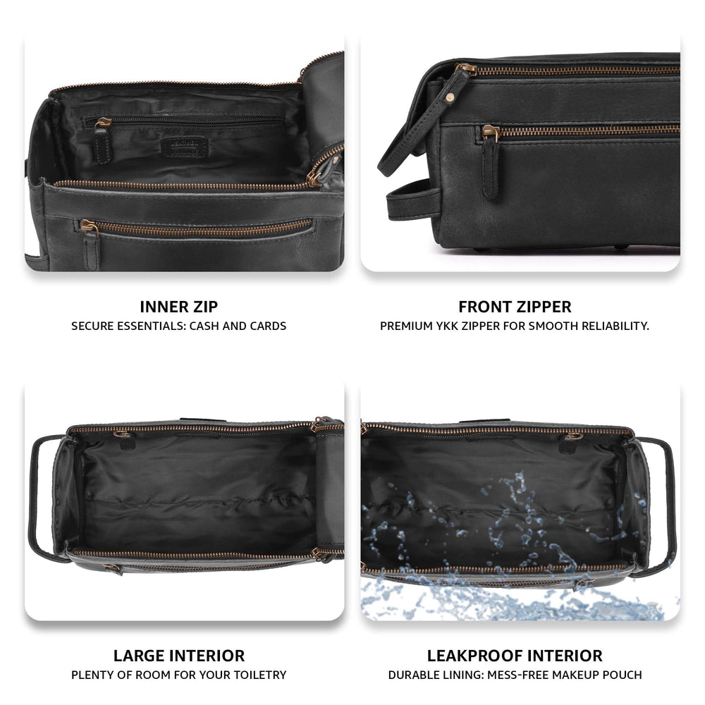 LEATHER VILLAGE YKK zippers with antique brass fittings offer smooth closure