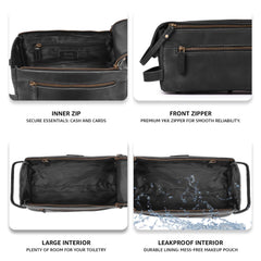 LEATHER VILLAGE YKK zippers with antique brass fittings offer smooth closure
