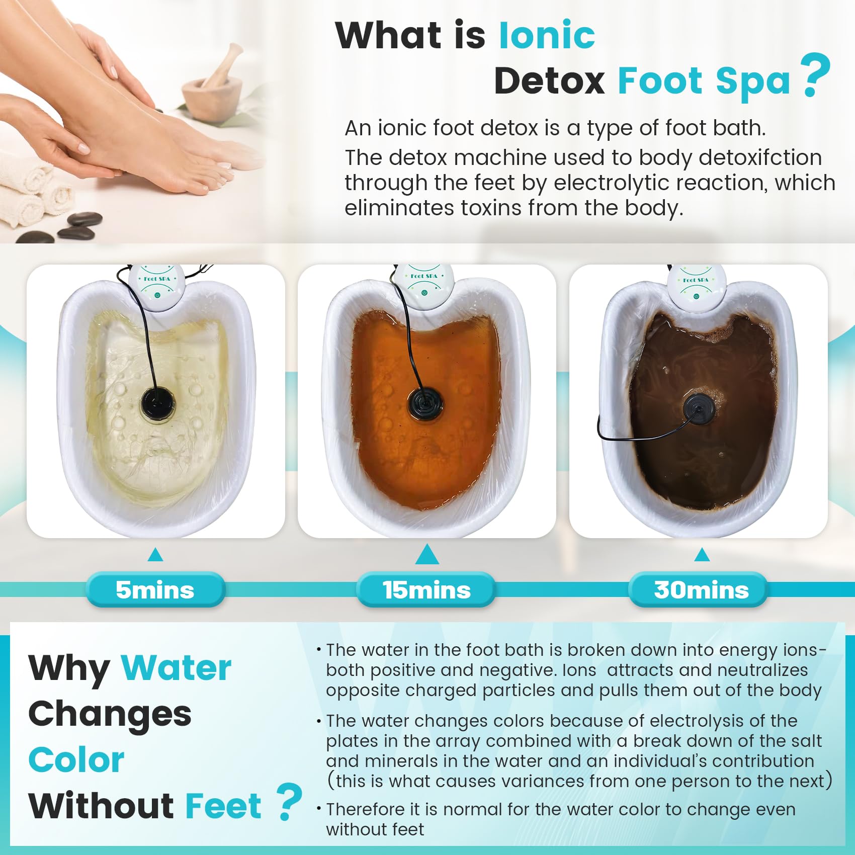 Lecaung ionic detox bath water setup ready for soothing foot care
