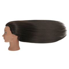 LECIPO hair mannequin head during curling and styling practice sessions.