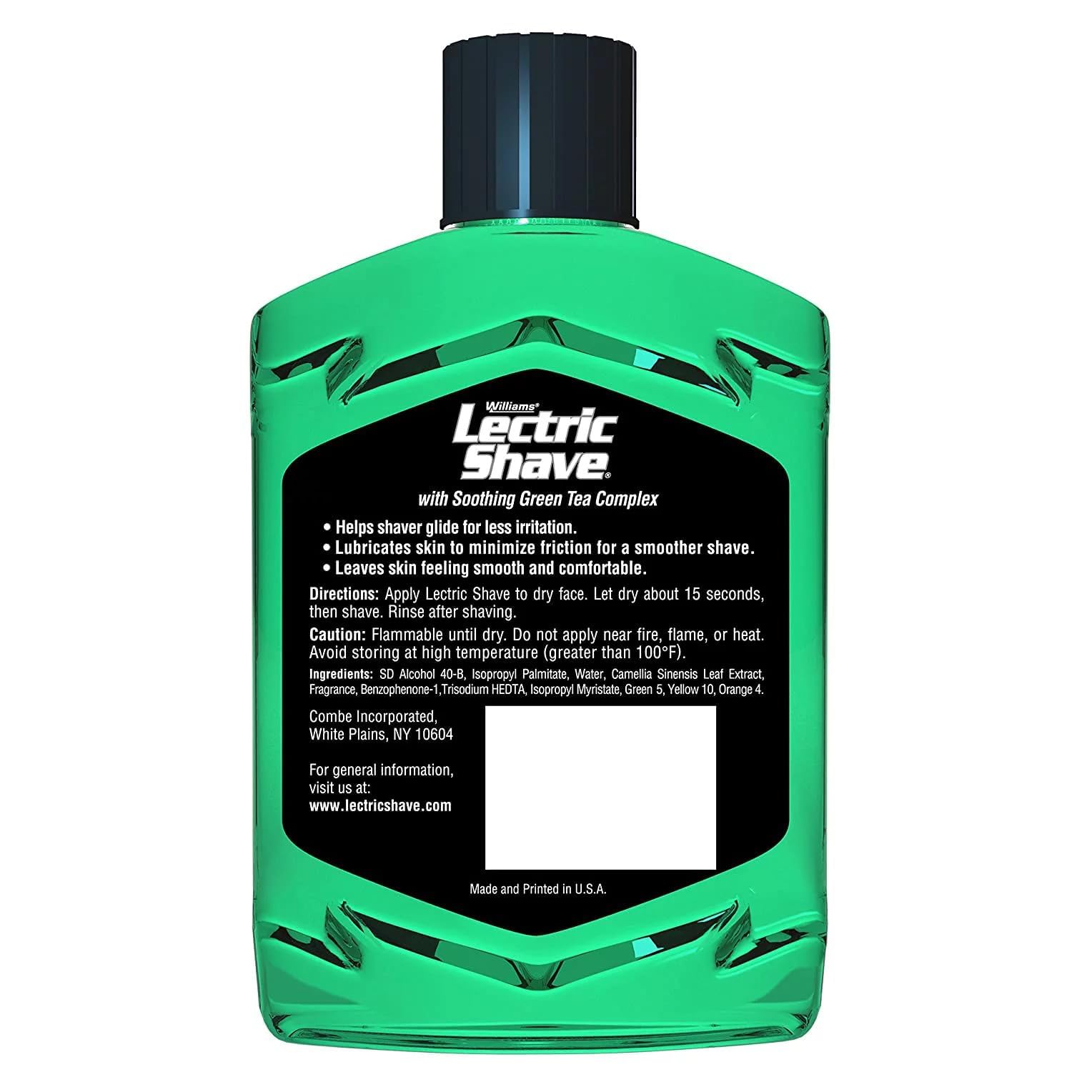 Lectric Shave Original label detail emphasizes identity and classic formula.