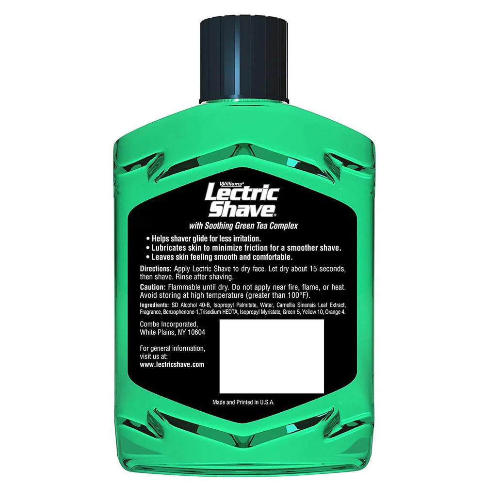Lectric Shave Original label detail emphasizes identity and classic formula.