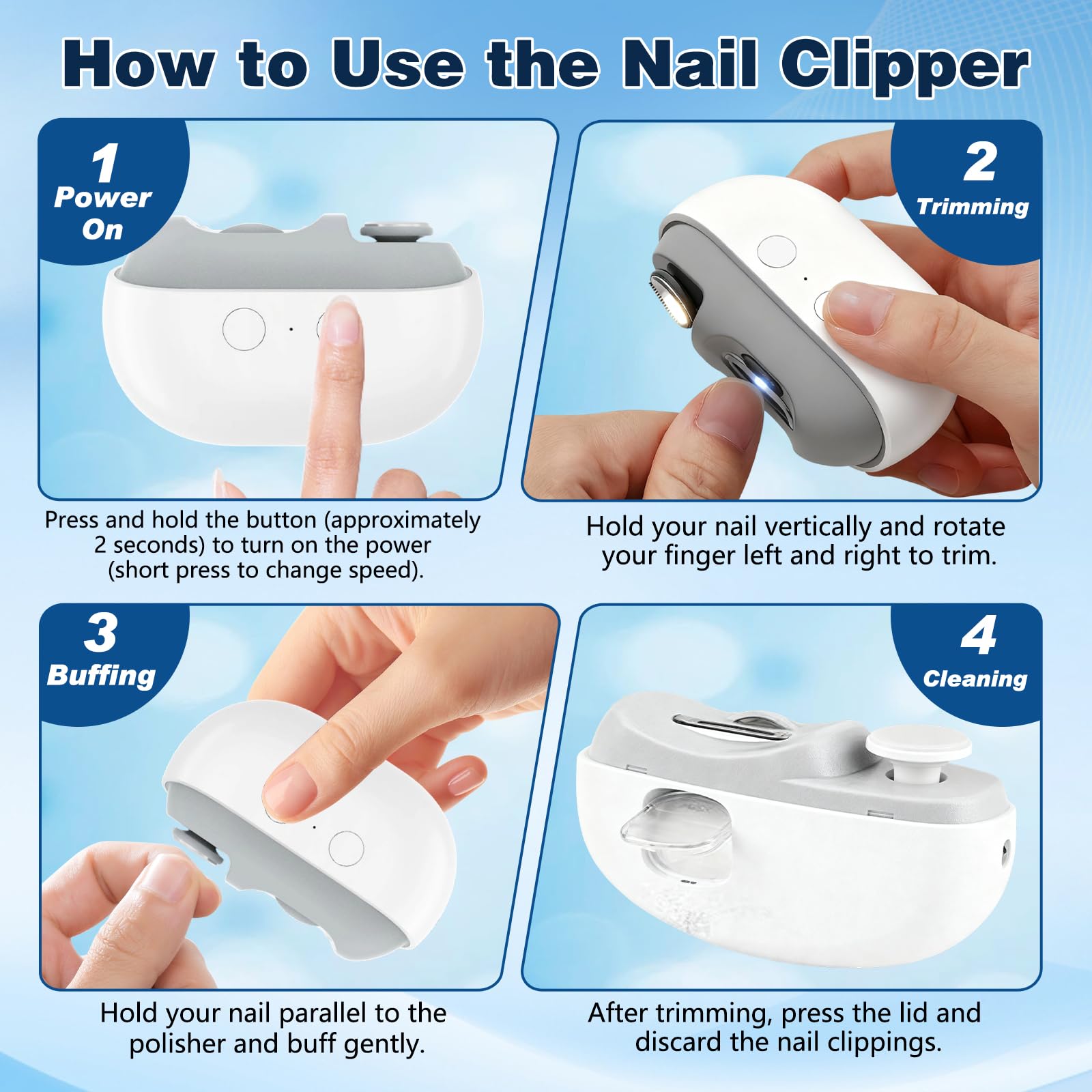 LEDeng Fanyil EasyClip safety-rounded blade reduces risk of nicks.