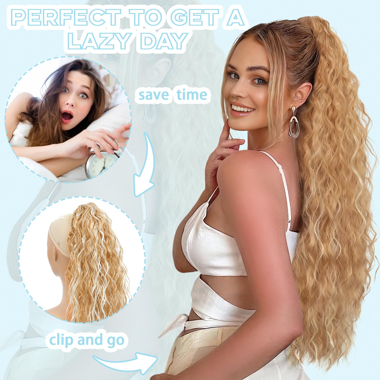 LEDIZE Ponytail Extension clip detail emphasizes secure, lightweight wear