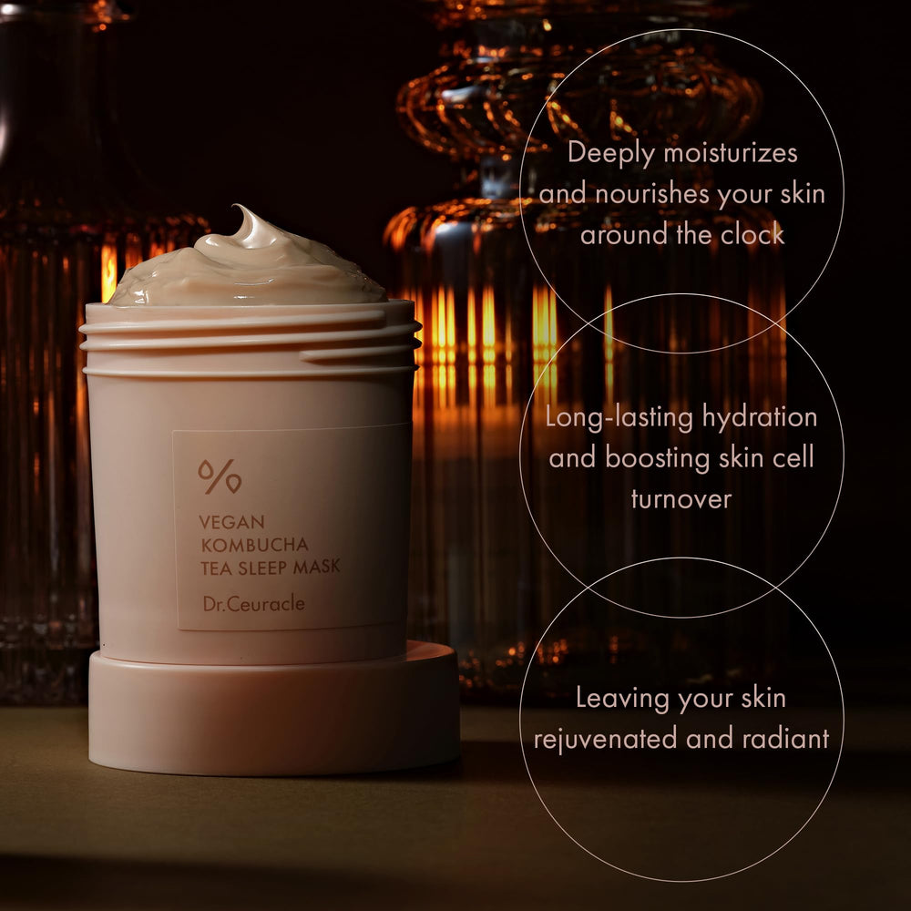 LeeGeeHaam Kombucha-ceramide skin barrier closeup indicates nourishing night care for daily resilience