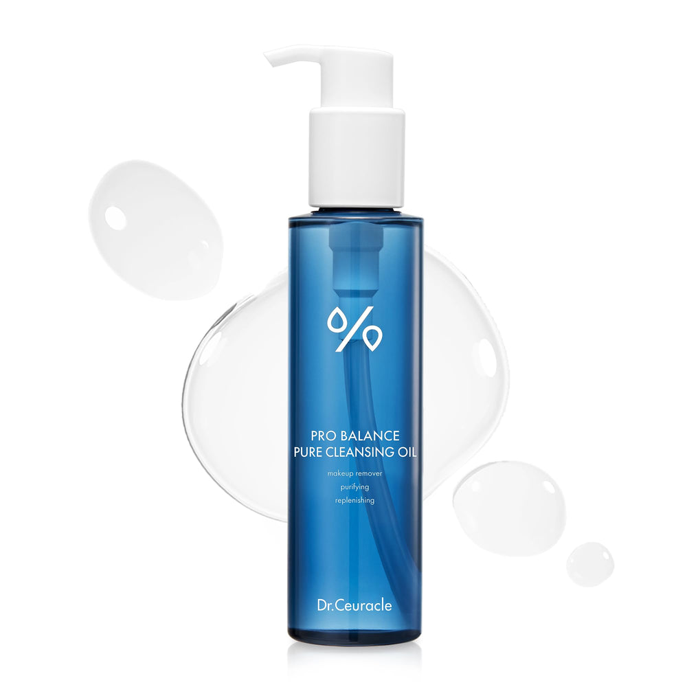 Leegeehaam Dr.Ceuracle Pro Balance Pure Cleansing Oil bottle closeup for gentle makeup removal.