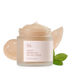 Leegeehaam Dr.Ceuracle vegan kombucha tea gel cream bottle delivers lightweight hydration for a dewy finish.