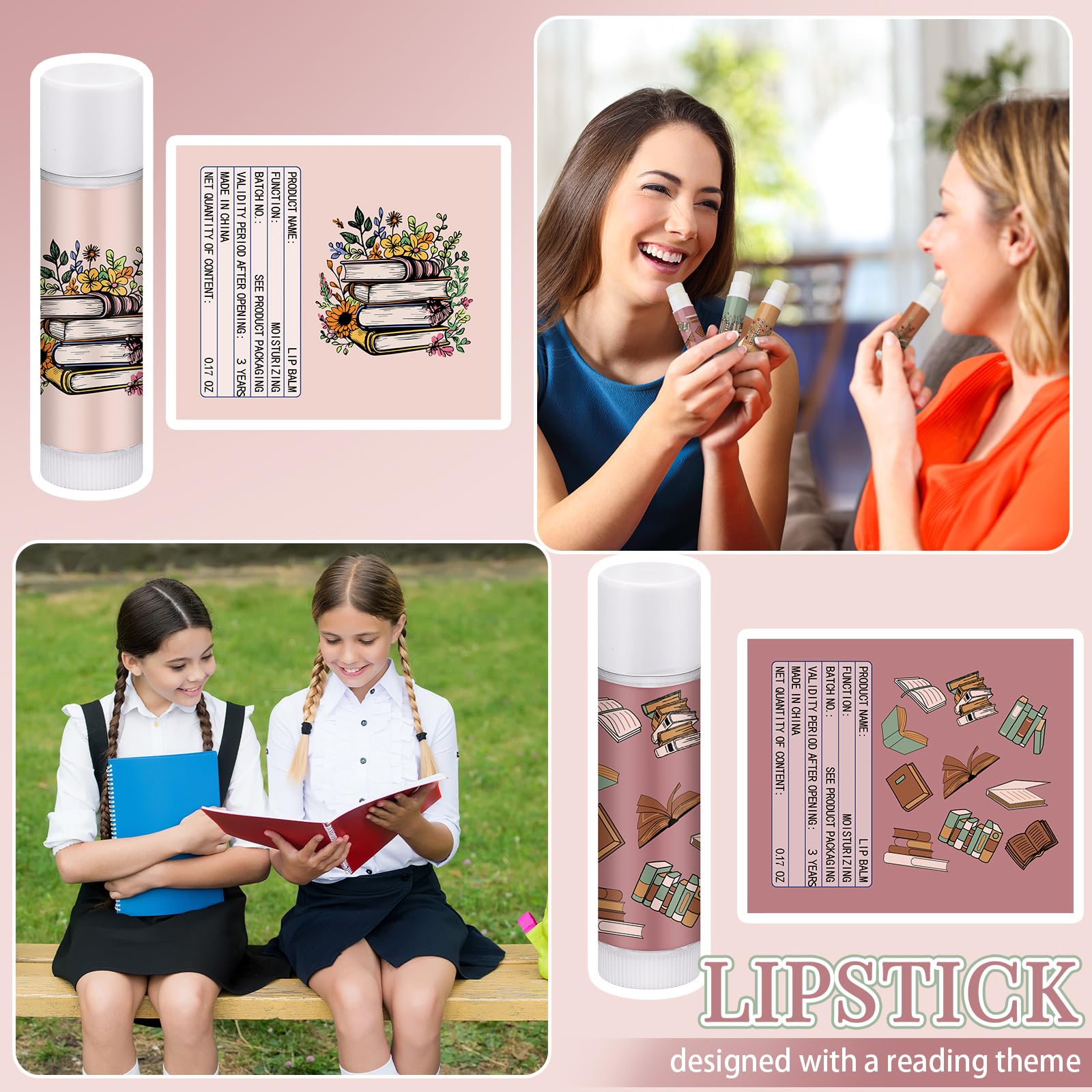 Leelosp Bookish Lip Balm cherry-tube adds subtle flavor while soothing lips