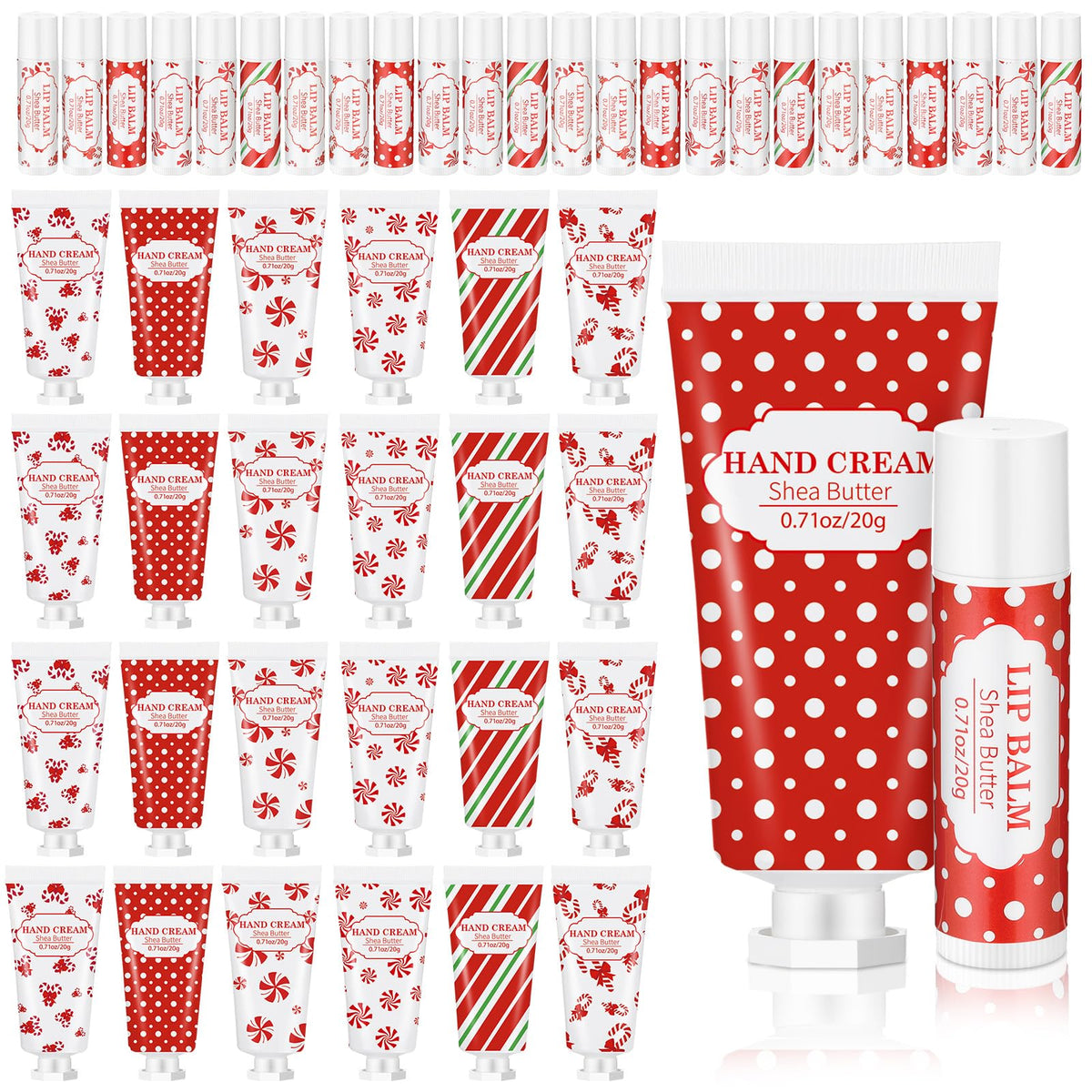 Leelosp Christmas set pack showing dual hand cream and lip balm designs for gifting