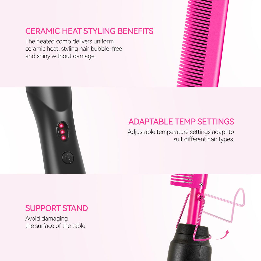 LEEONS Electric Hot Comb handle closeup emphasizes insulated plastic grip.