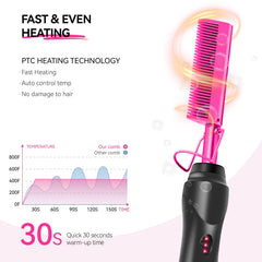 LEEONS Electric Hot Comb heat surface closeup illustrates rapid heat transfer.