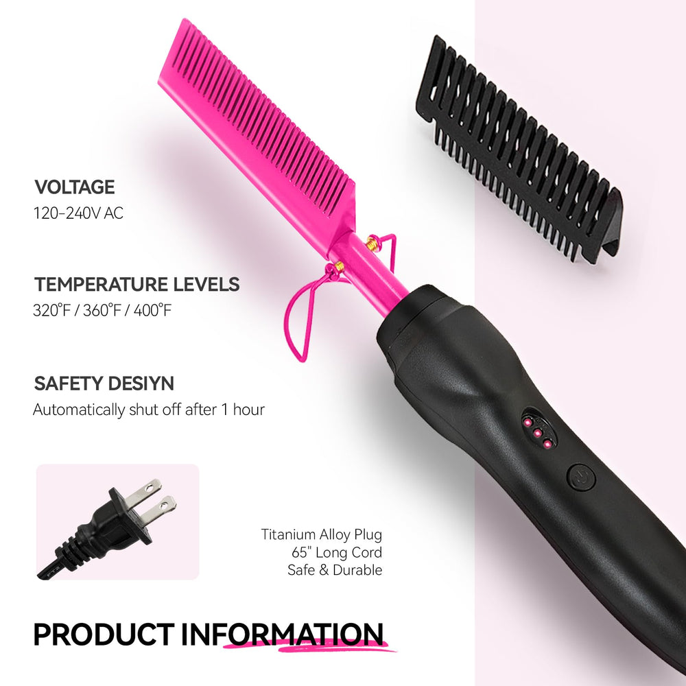 LEEONS Electric Hot Comb side view shows compact ergonomic design for comfortable grip.