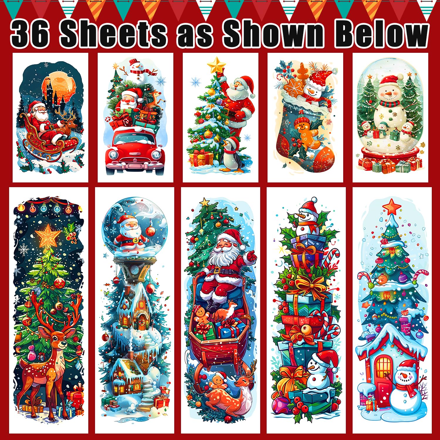 Leesgel snowy Santa and deer designs for sleeve artwork and dress-up play.