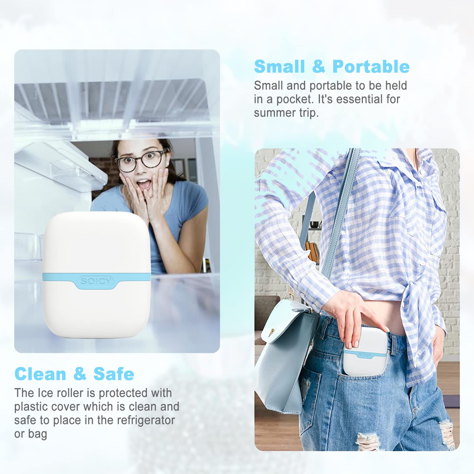 Leeshine Ice Roller cooling massage blue—calm skin during routine care.