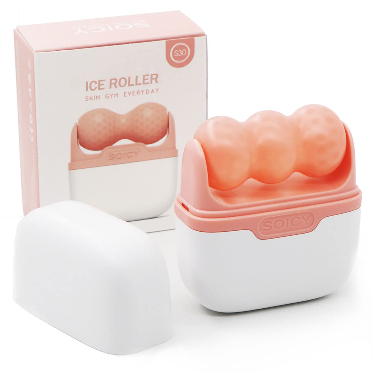 Leeshine Ice Roller face pink cools and refreshes skin.