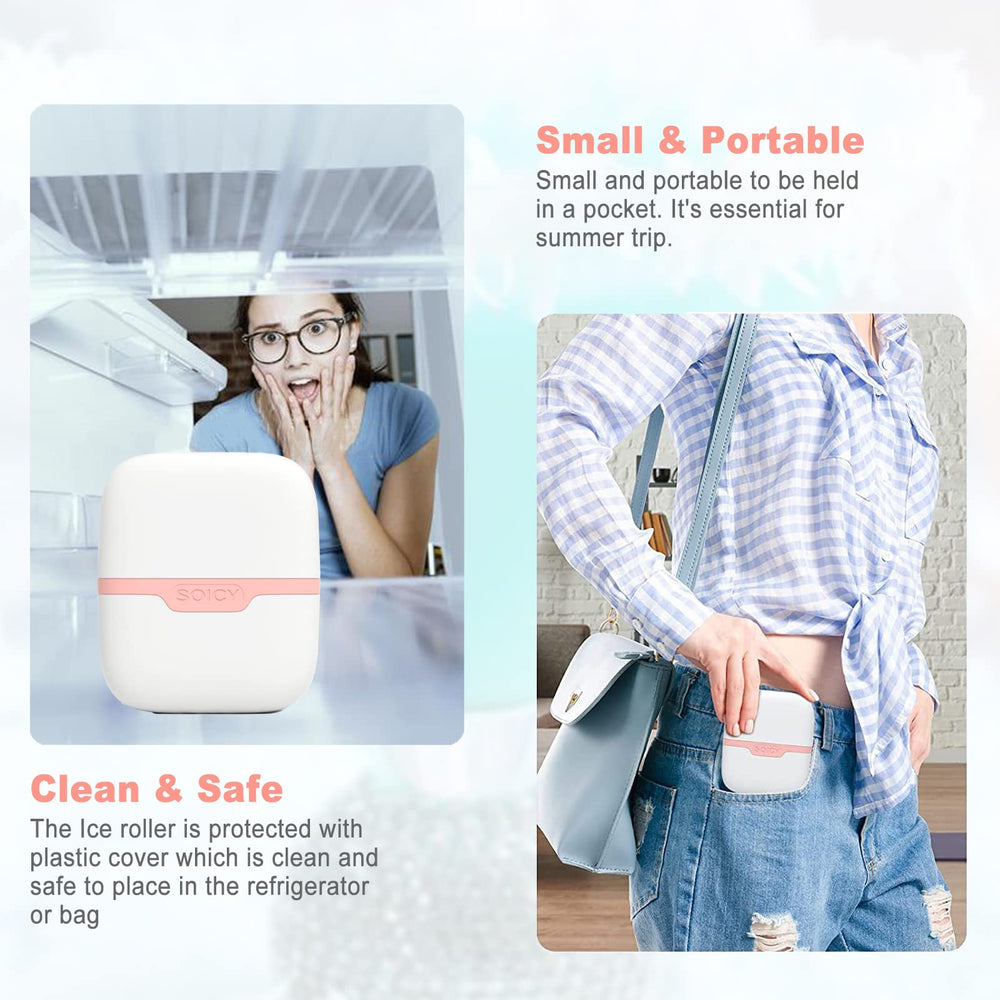 Leeshine Ice Roller travel pink enables cooling therapy on the go.