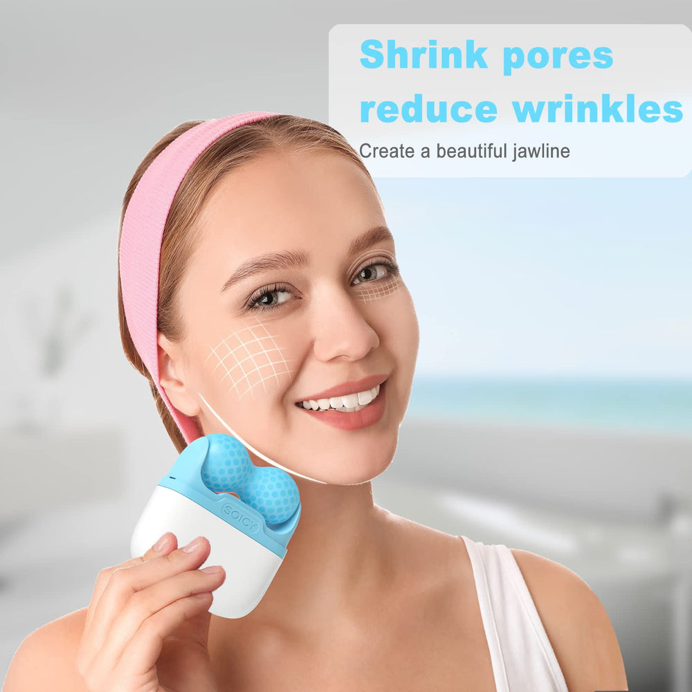 Leeshine Ice Roller two-in-one blue—dual heads for facial and body massage.