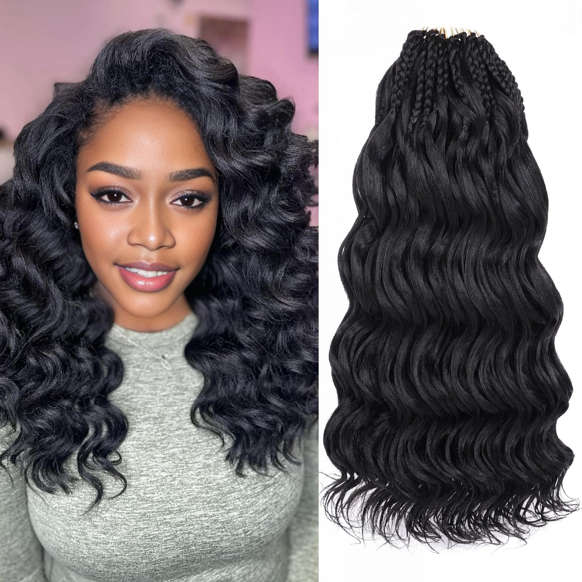 Leeven 14-inch pre-looped ocean wave braids install quickly for busy mornings