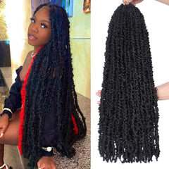 Leeven butterfly locs 30 inch long close-up showing lightweight feel for easy styling.