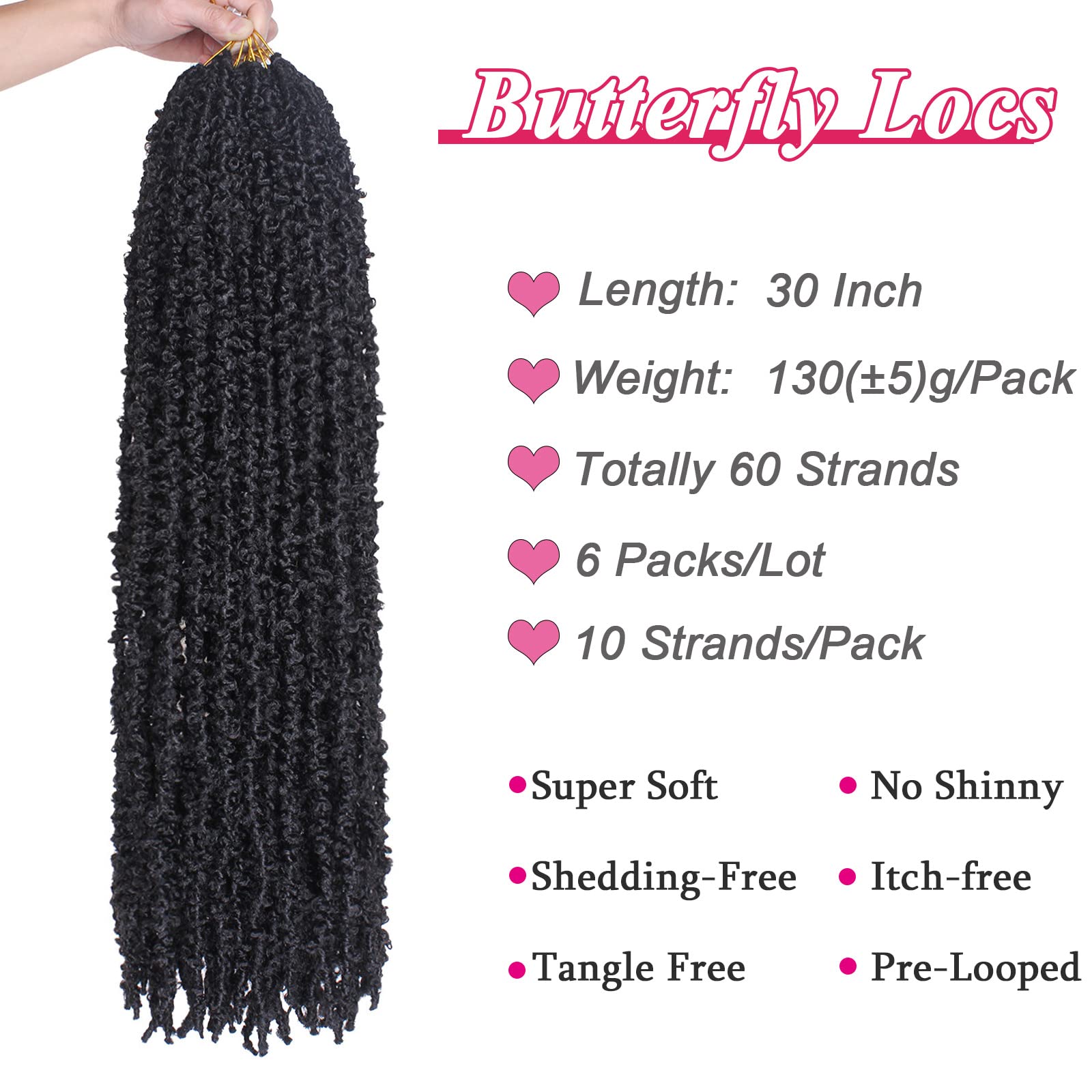 Leeven distressed butterfly locs 6-pack pre-looped design for fast installation.