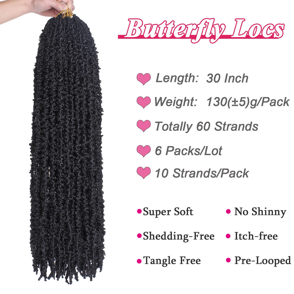 Leeven distressed butterfly locs 6-pack pre-looped design for fast installation.
