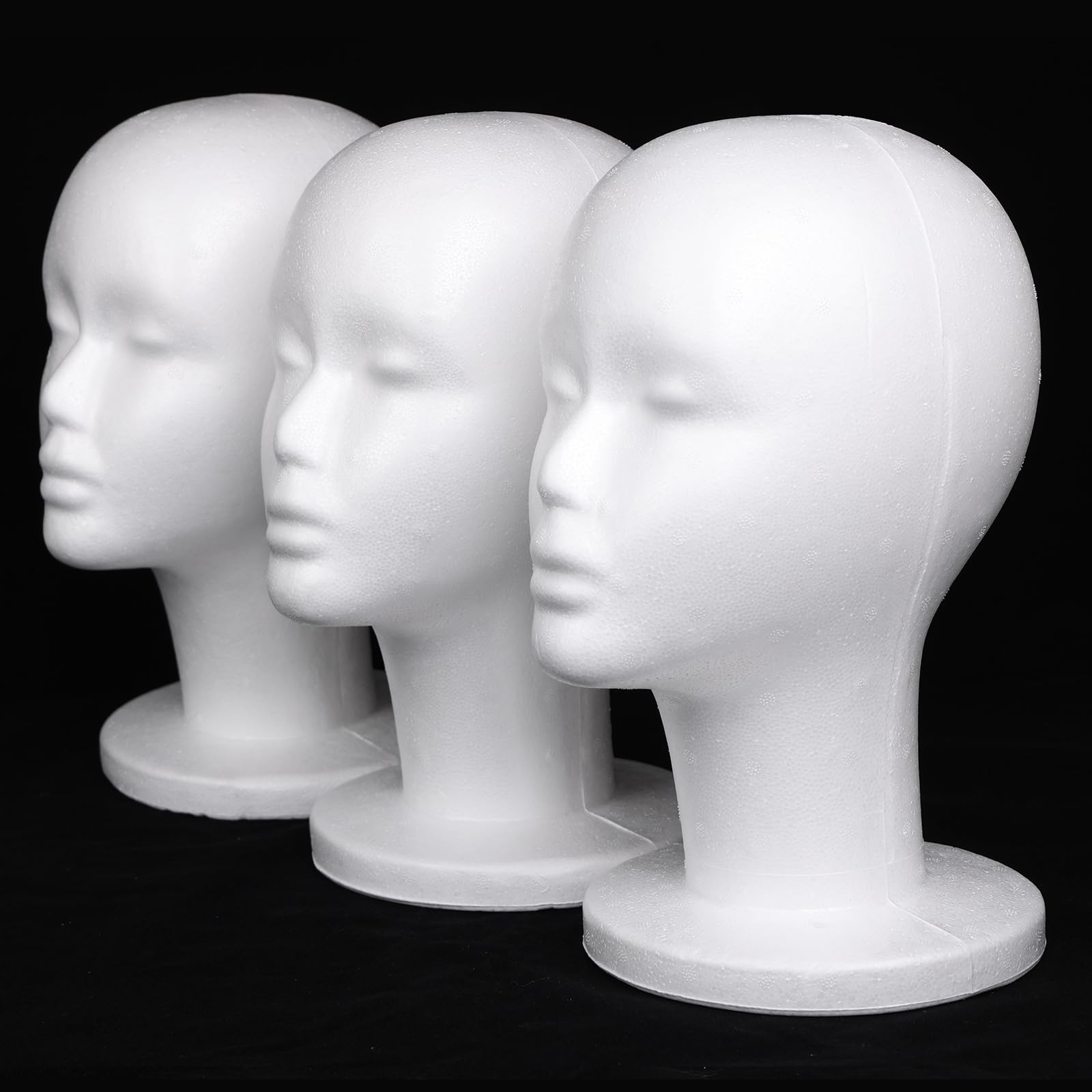 Leeven foam wig head displaying hairpieces clearly