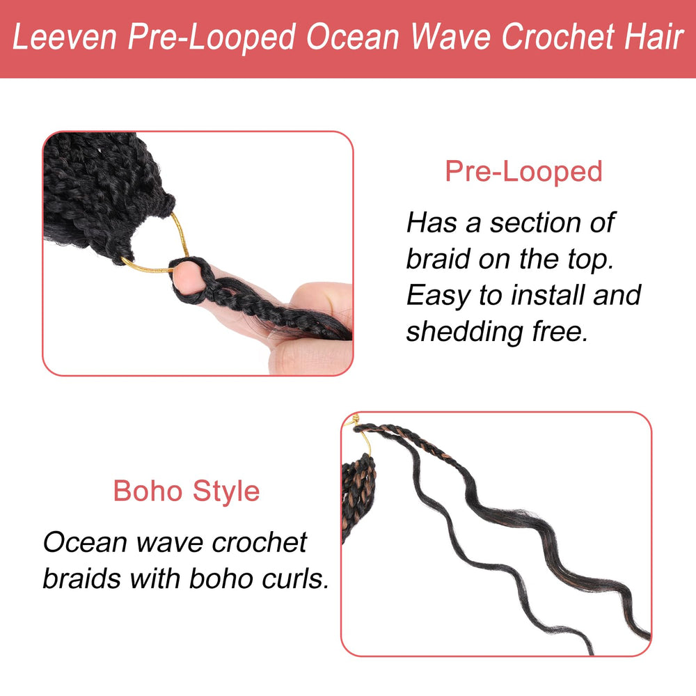 Leeven pre-twisted ocean-wave hair closeup demonstrates quick styling and tangle-free movement.