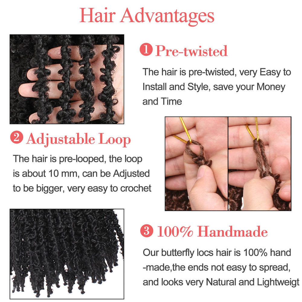 Leeven pre-looped butterfly locs close-up highlighting pre-made loops for quick styling.
