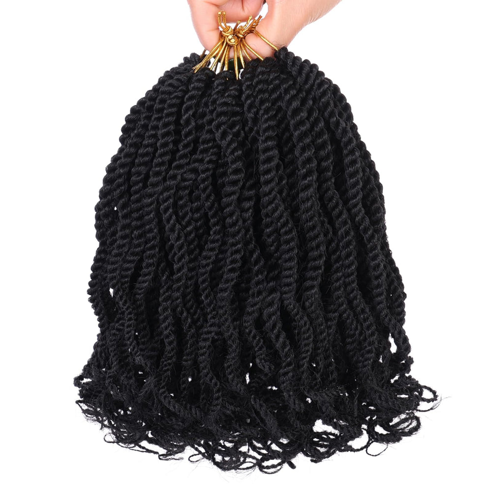 Leeven Senegalese twist crochet hair curly ends close up shows bouncy texture