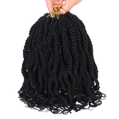 Leeven Senegalese twist crochet hair curly ends close up shows bouncy texture