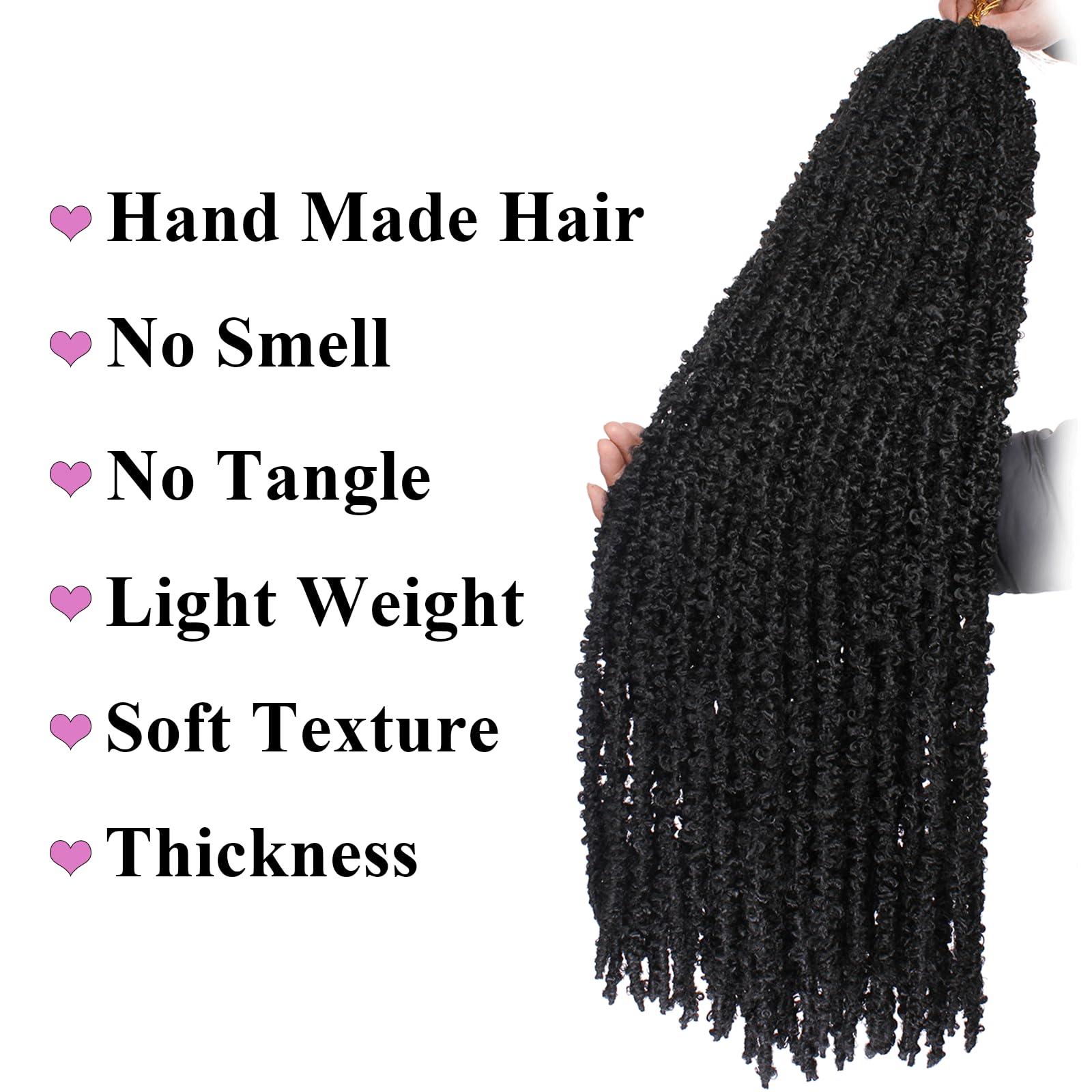Leeven soft lightweight butterfly locs in-hand showcasing flexible movement.