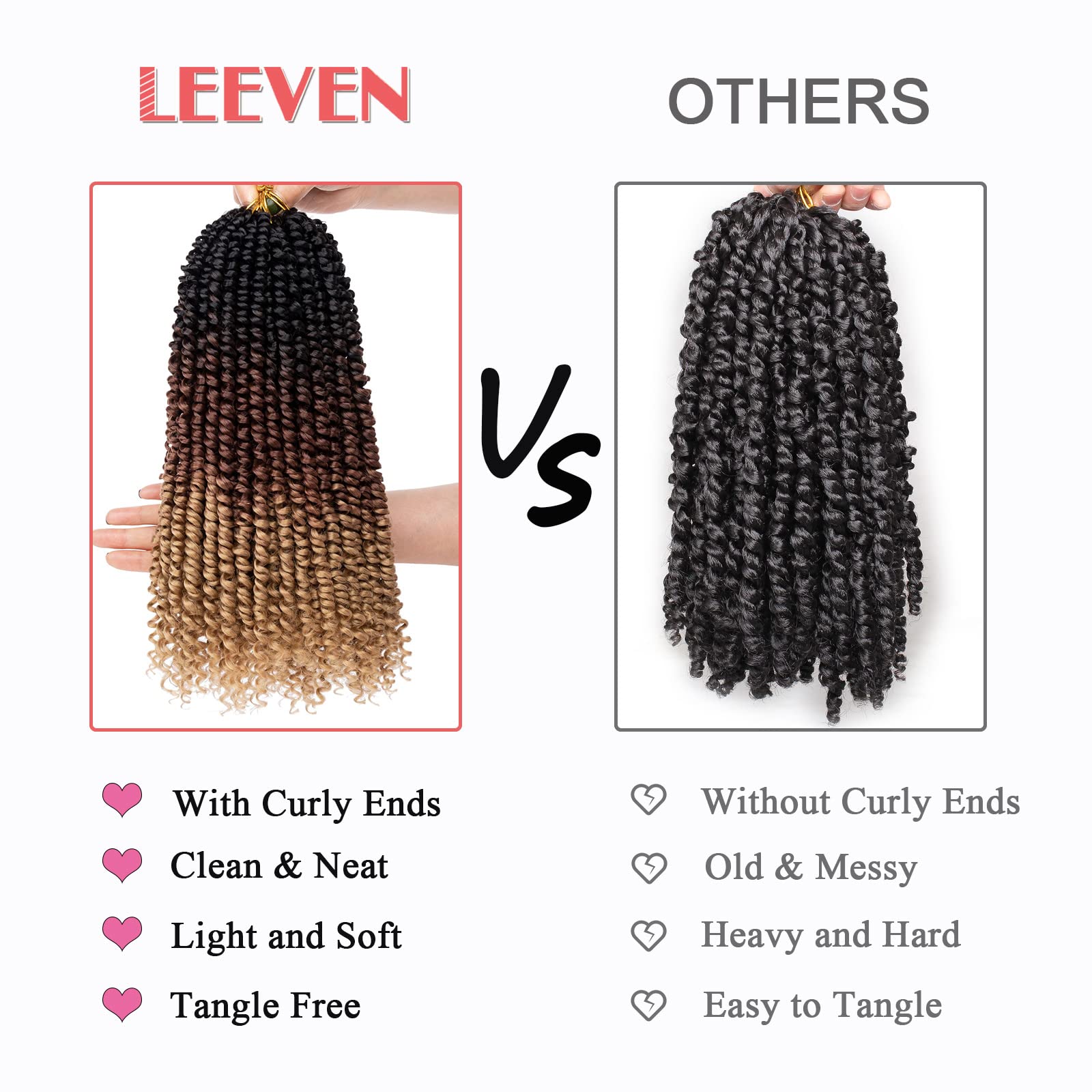 Leeven soft low-temperature fiber feels gentle against the scalp.