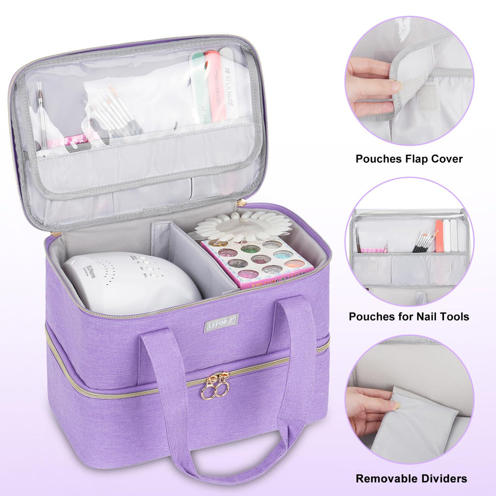 LEFOR·Z organizer with lamp pocket illustrates space for nail lamp and kit.