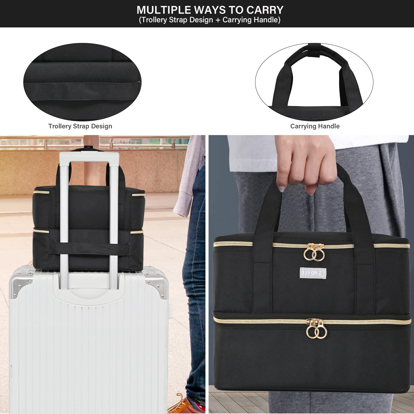 LEFOR·Z Nail Polish Organizer luggage-strap offers hands-free transport during trips.