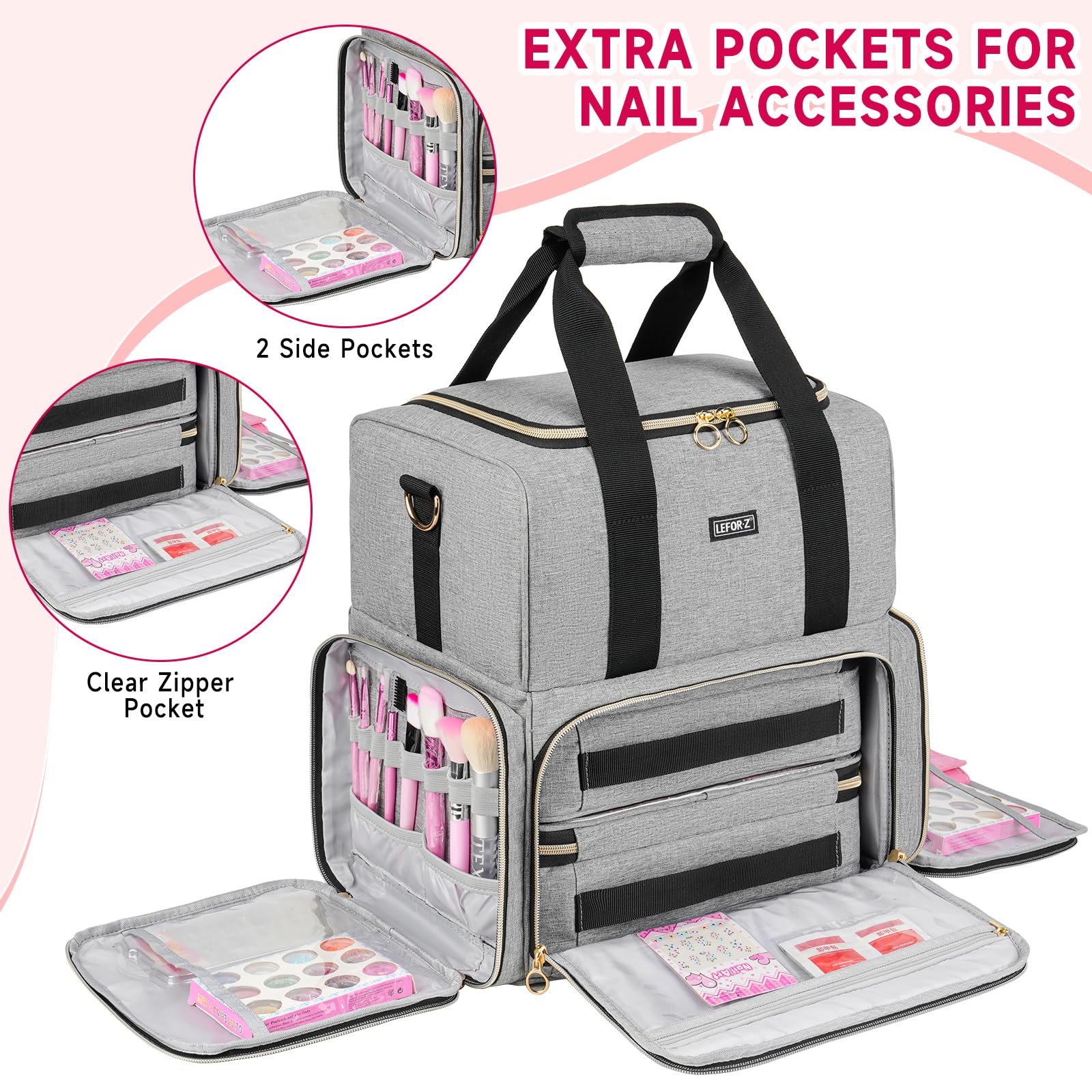Premium polyester shell protects contents and cleans easily.