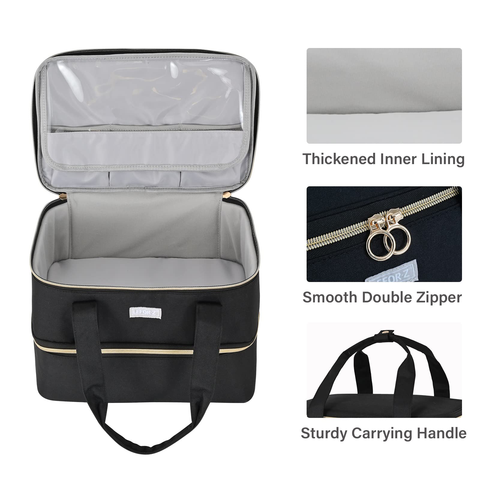 LEFOR·Z Nail Polish Organizer transparent-cover keeps brushes from falling out during transport.