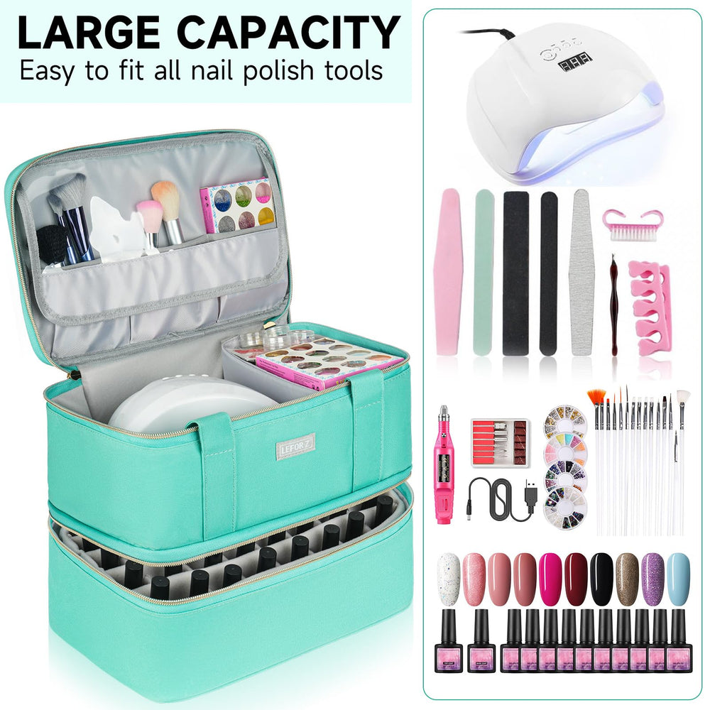 LEFOR·Z top-handle and luggage strap enable convenient on the go manicures.