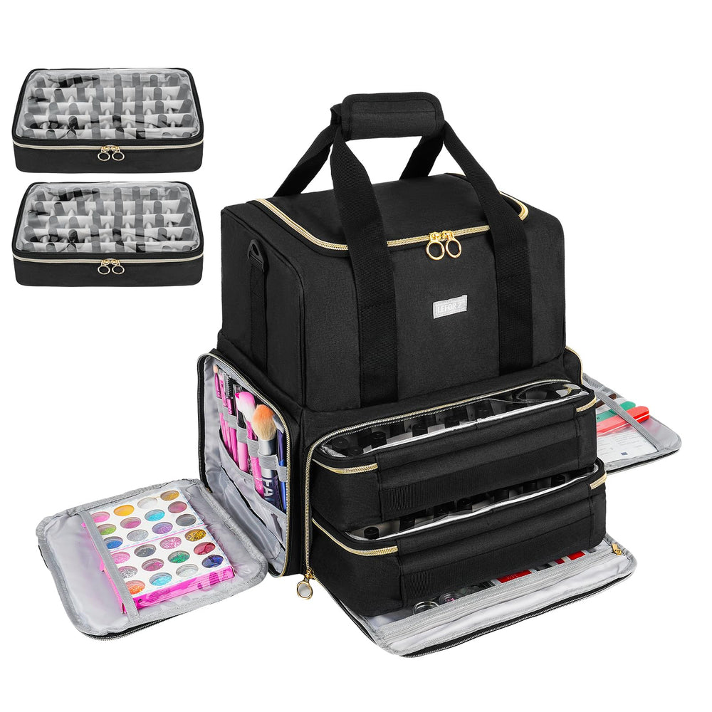 LEFOR·Z nail polish organizer full bag view highlighting large capacity.
