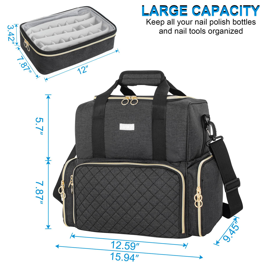 LEFOR·Z nail polish organizer mesh pockets for tools and accessories.