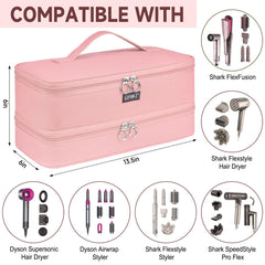 LEFOR·Z pink case for Dyson Airwrap attachments neatly secured for transport.