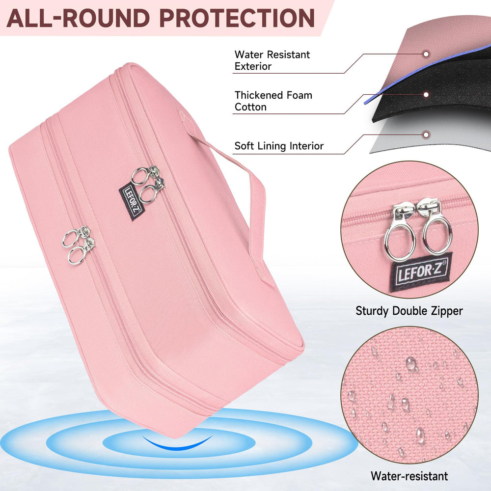 LEFOR·Z travel case features a sturdy handle and smooth zippers for easy carrying.