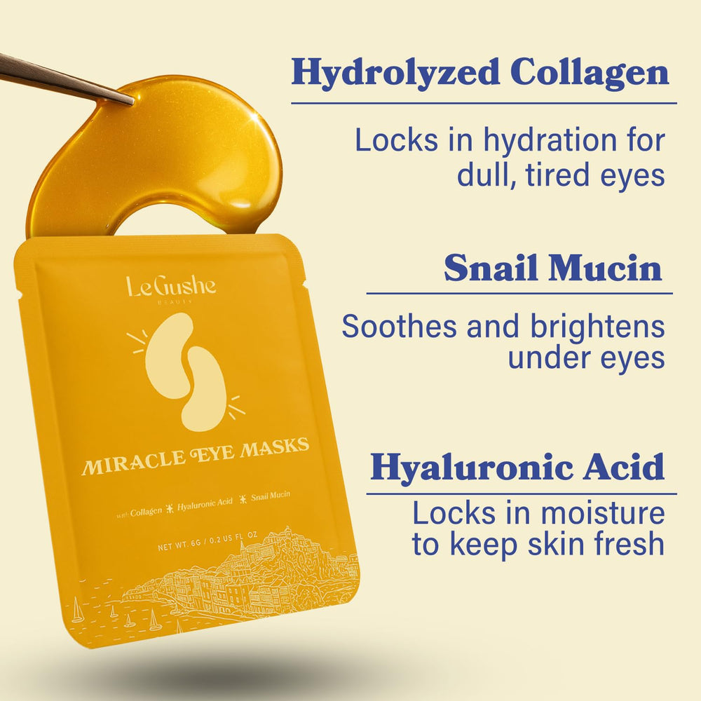 LE GUSHE Gold Under Eye Patches deliver hydration glow with snail mucin