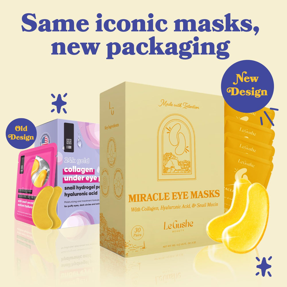 LE GUSHE Gold Under Eye Patches ingredients highlight snail mucin and hydration