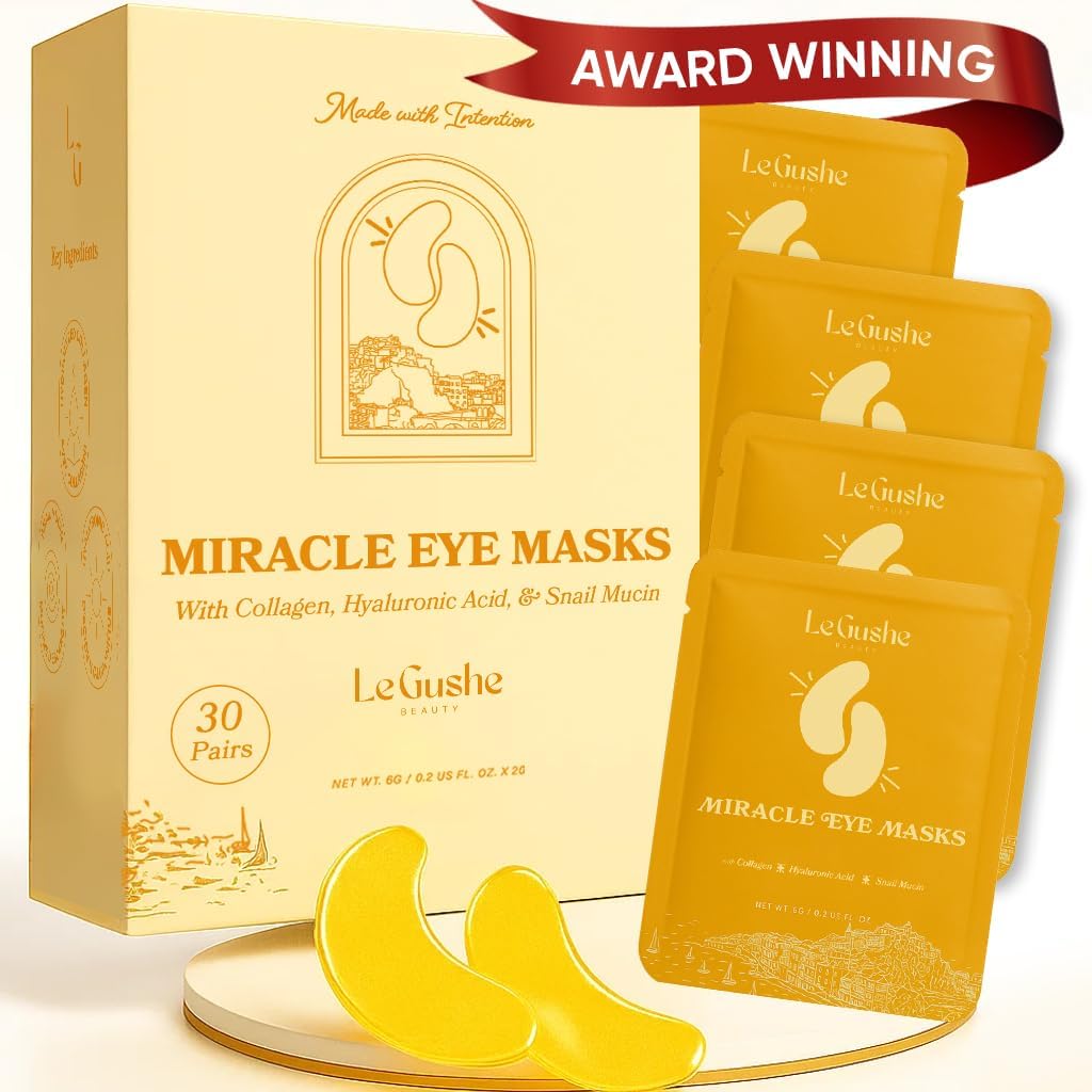 LE GUSHE Gold Under Eye Patches packaging ready for at-home rejuvenation